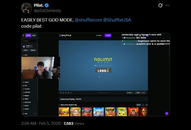 Twitter Pilat Shuffle God Mode